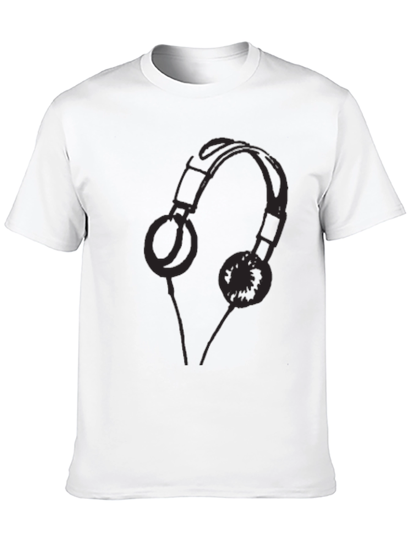 Headphones Graphic Tee - Casual Black T-Shirt