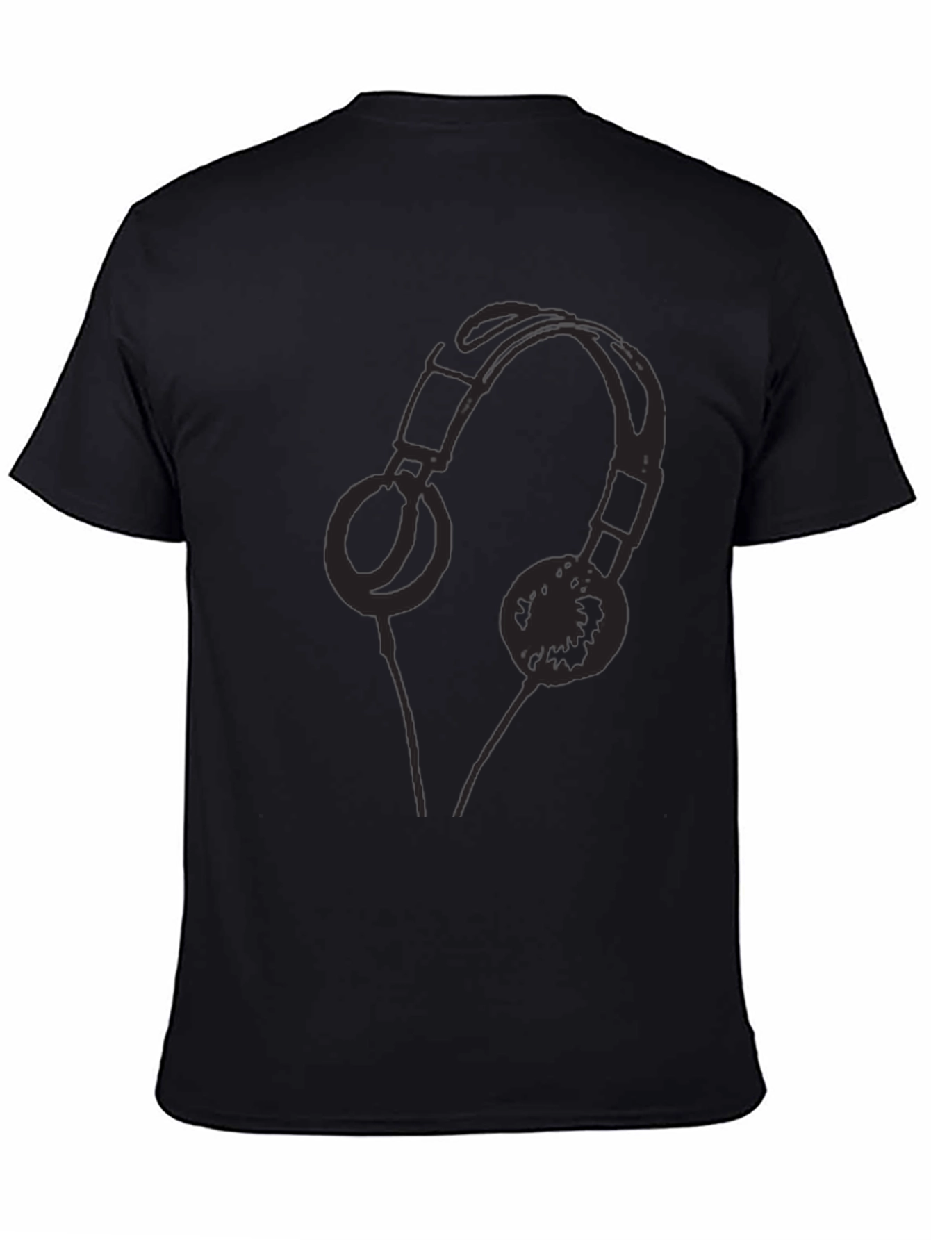 Headphones Graphic Tee - Casual Black T-Shirt