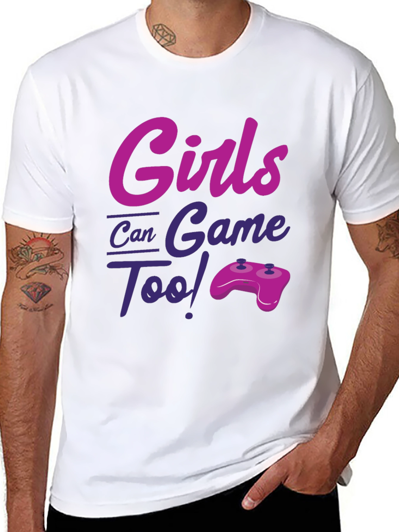 Girls Can Game Too! Black T-Shirt