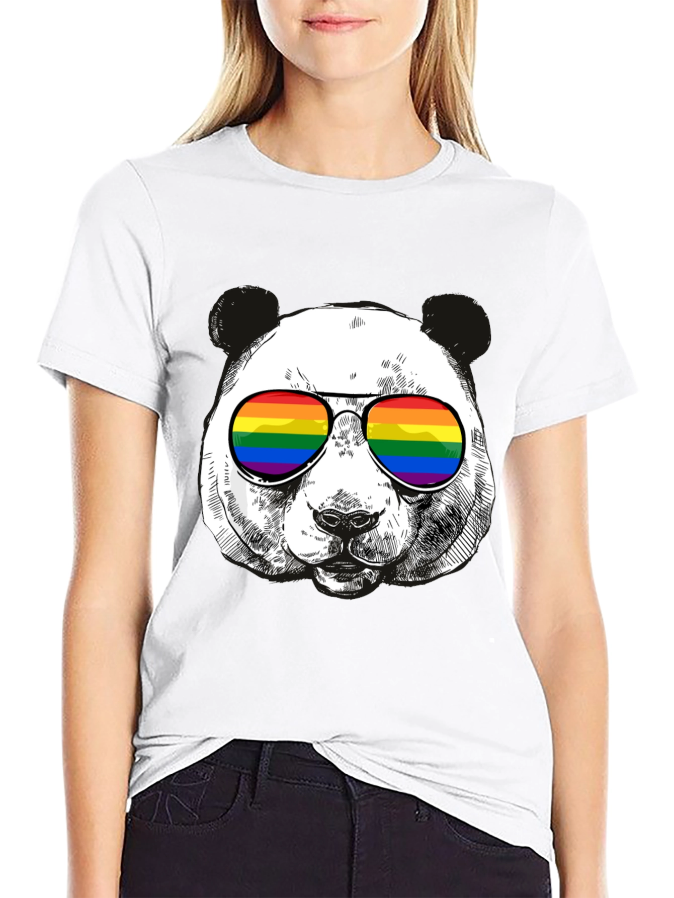 Panda Rainbow Sunglasses Graphic T-Shirt