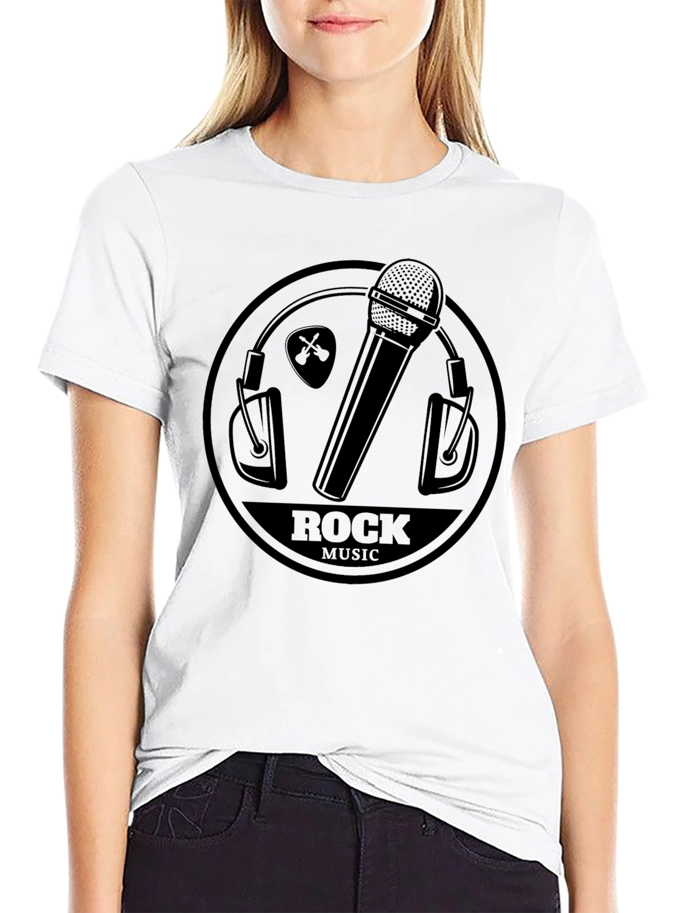 Rock Music T-Shirt - Microphone & Headphones Design
