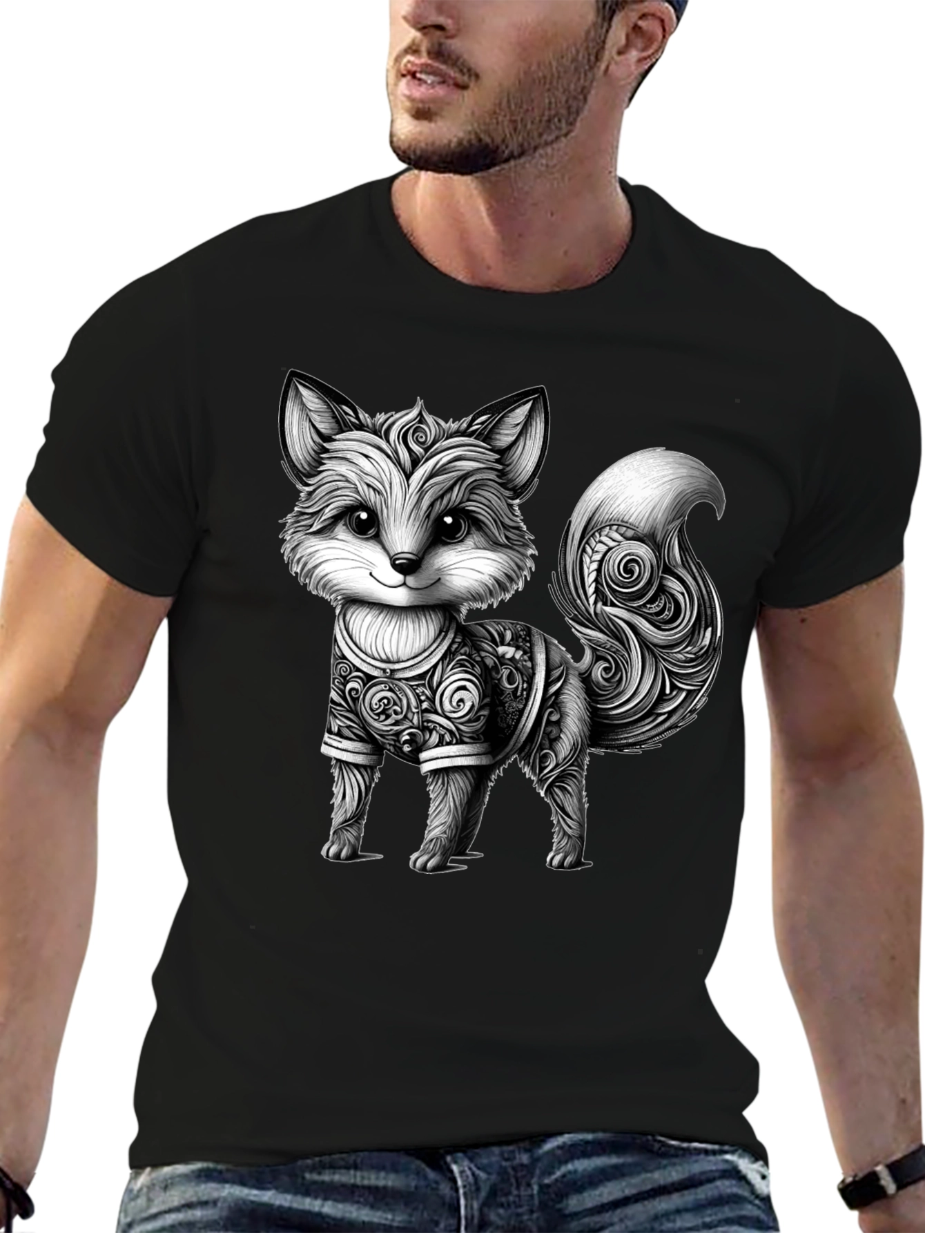 Cute Fox Graphic Tee - Stylish Black Shirt