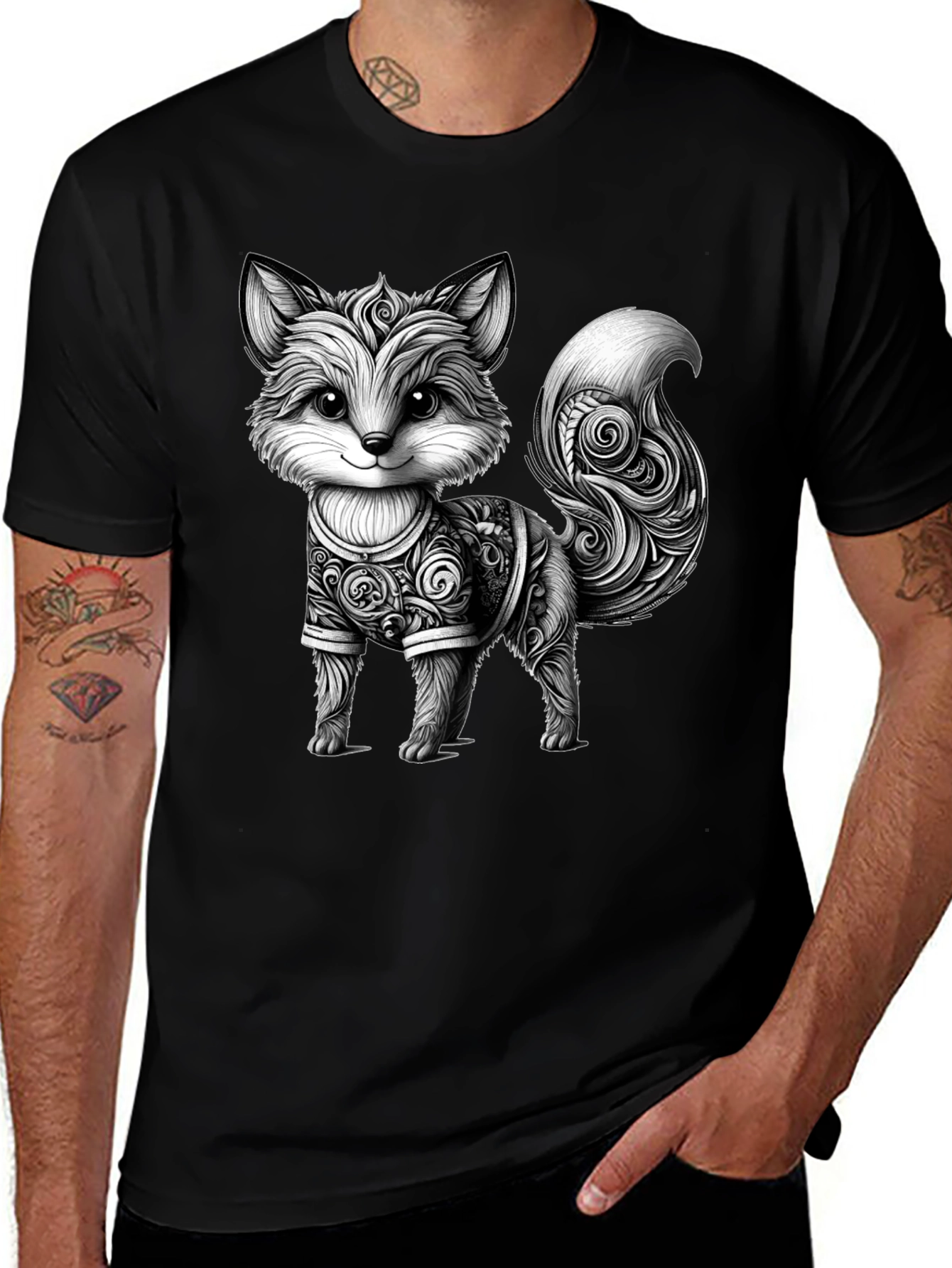Cute Fox Graphic Tee - Stylish Black Shirt