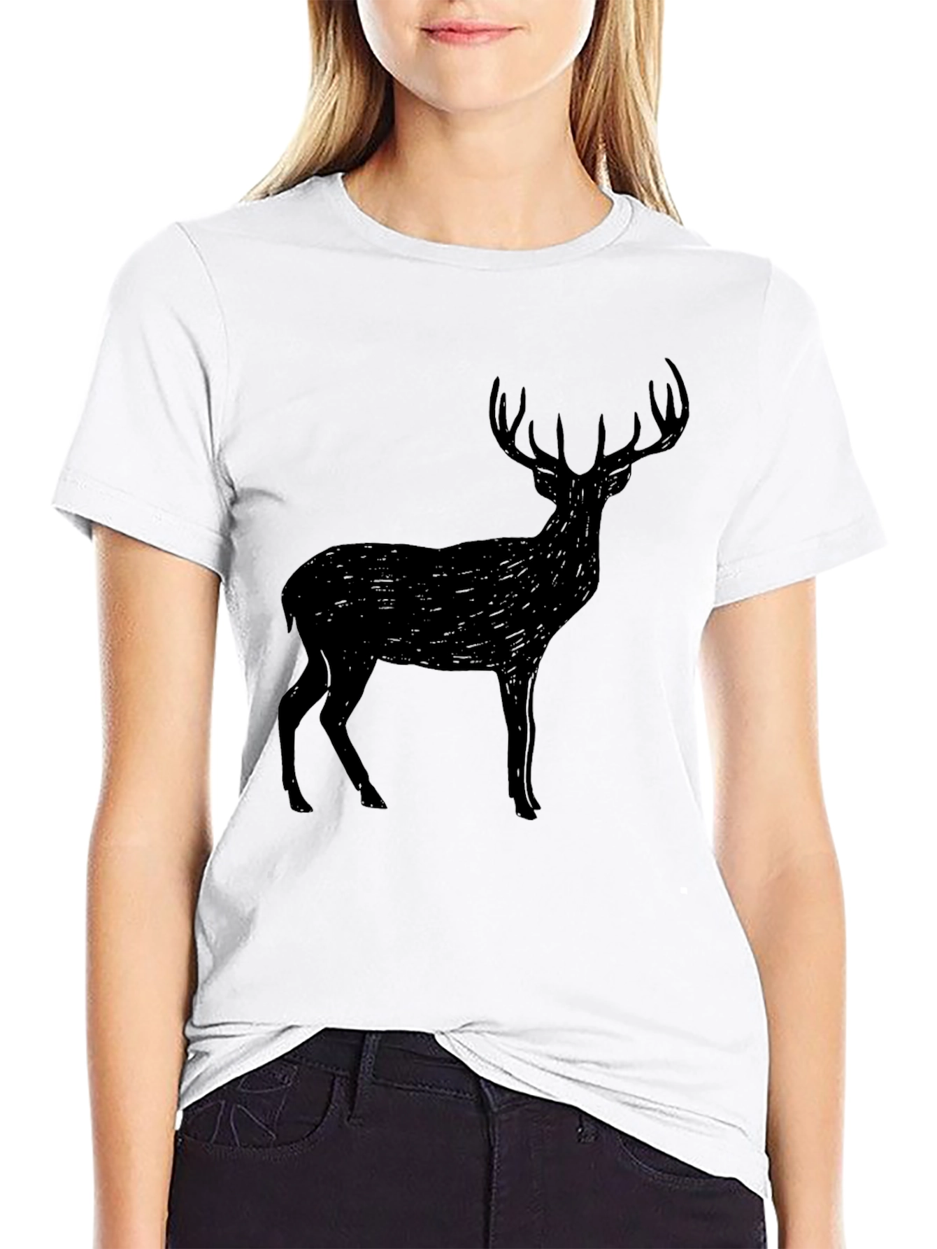 Black Deer Graphic T-Shirt - Mens Casual Tee