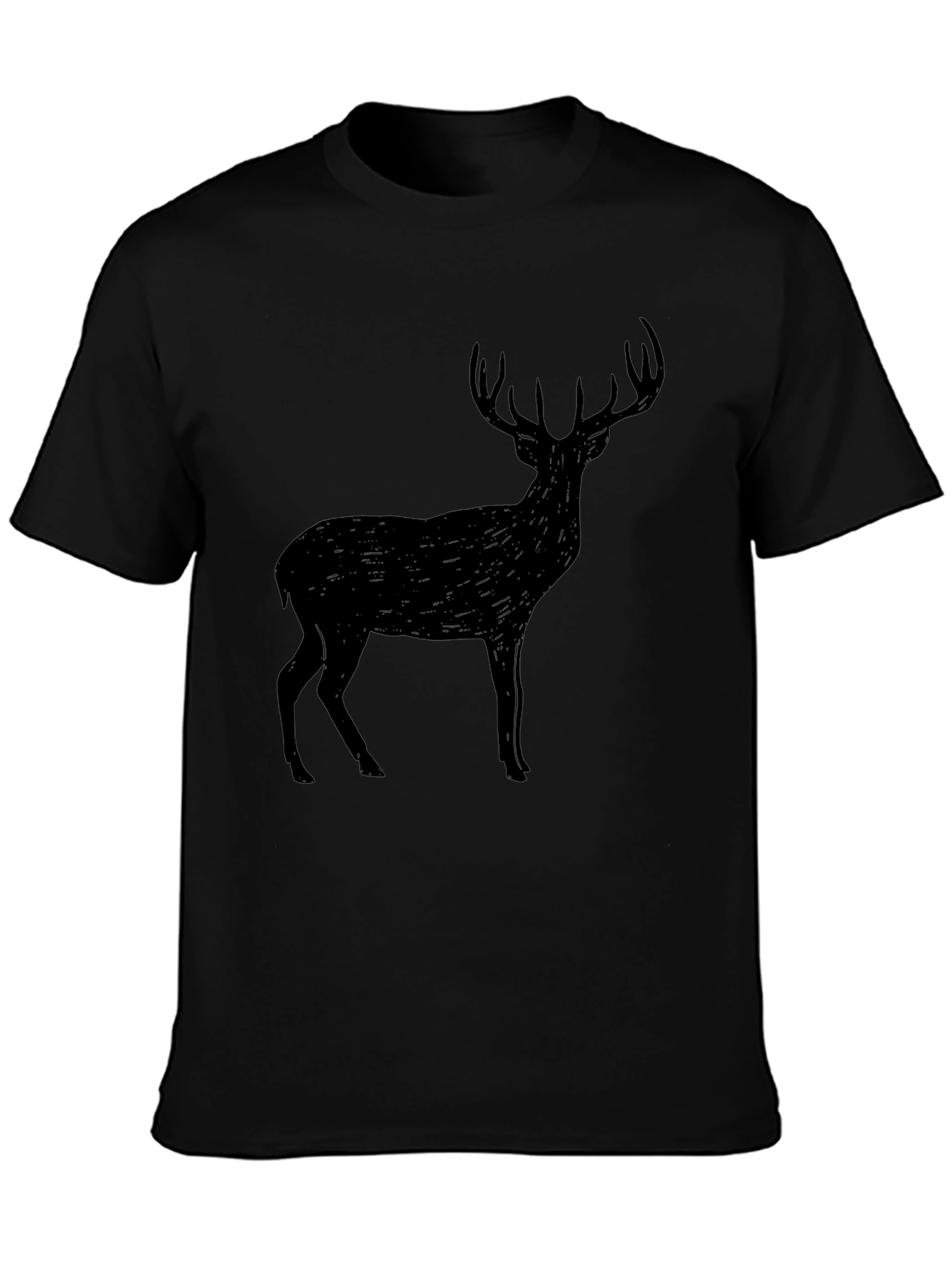 Black Deer Graphic T-Shirt - Mens Casual Tee