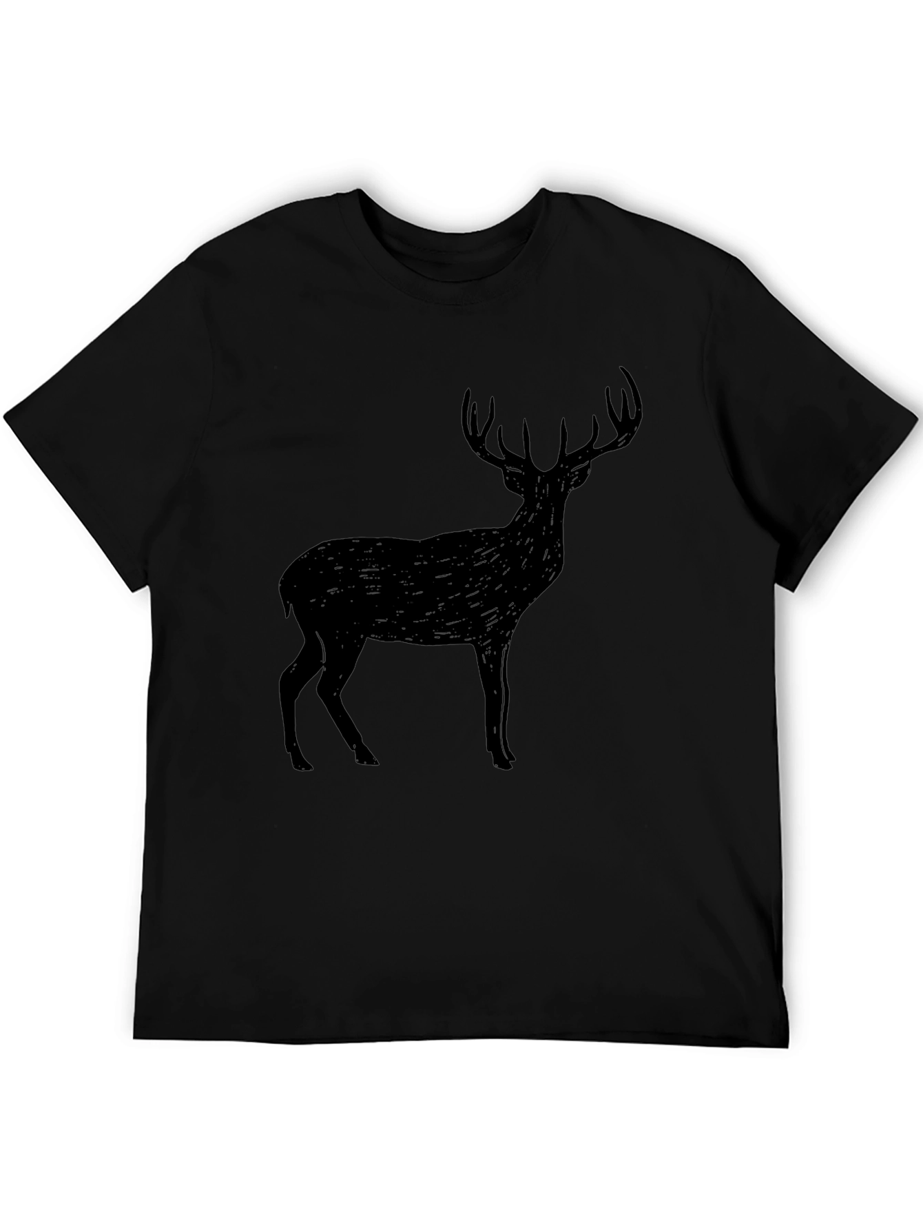 Black Deer Graphic T-Shirt - Mens Casual Tee