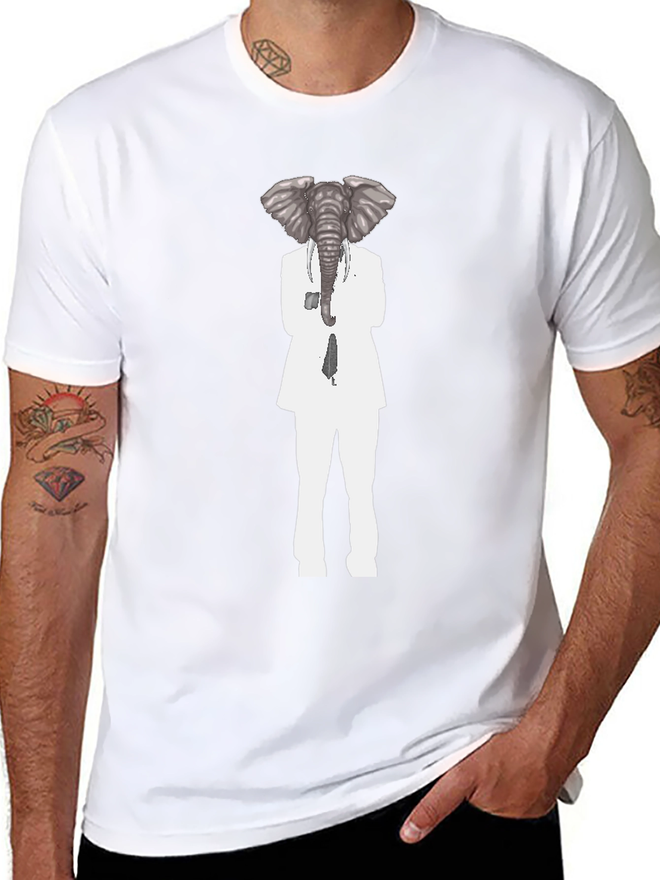 Elephant Head Suit T-Shirt - Unique Animal Graphic Tee