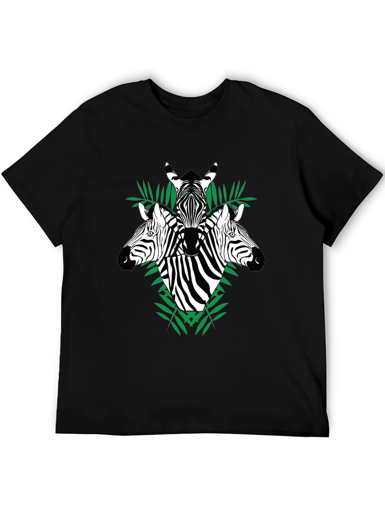 Zebra Graphic Tee - Black Cotton Crew Neck T-Shirt