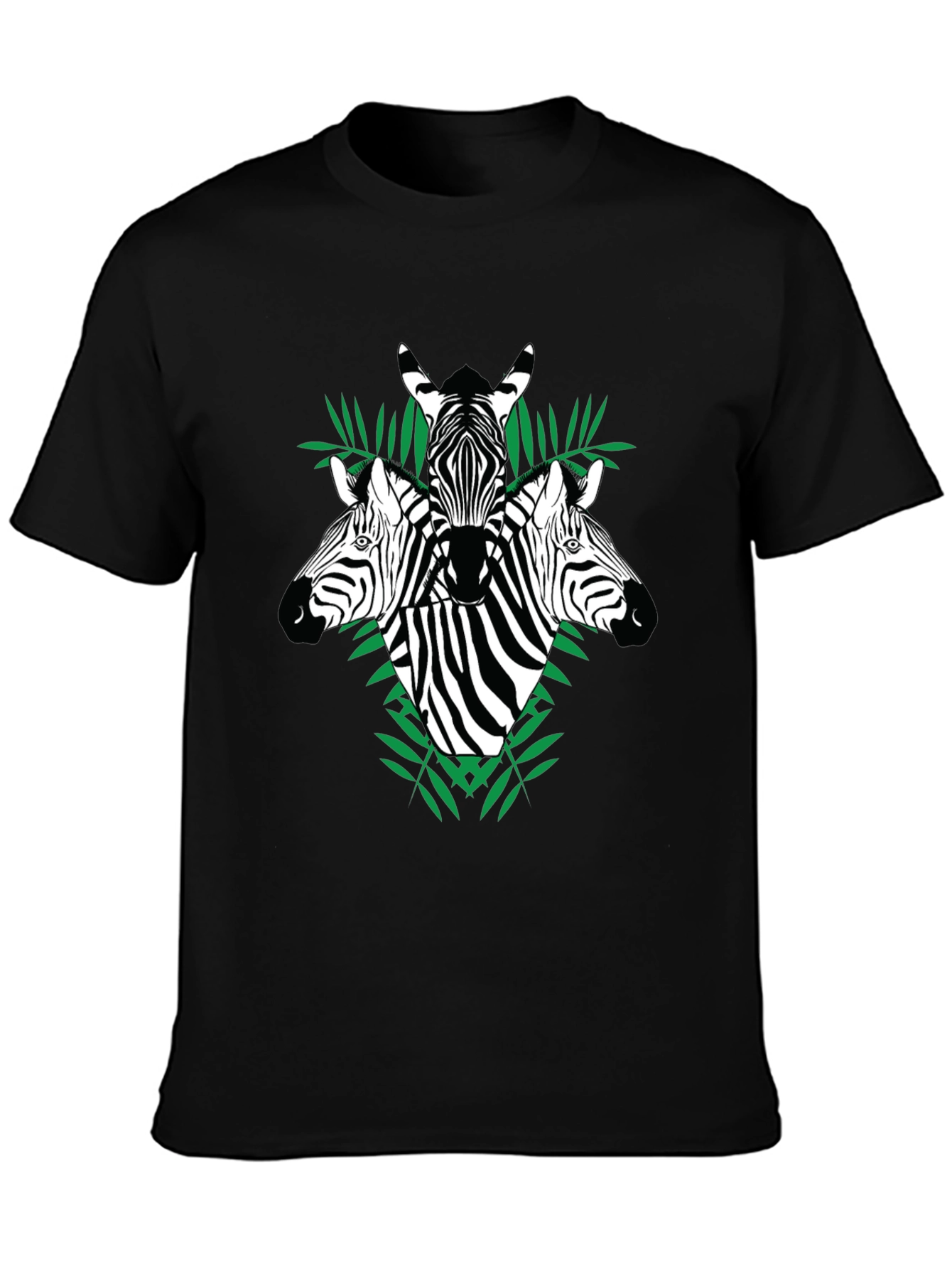 Zebra Graphic Tee - Black Cotton Crew Neck T-Shirt