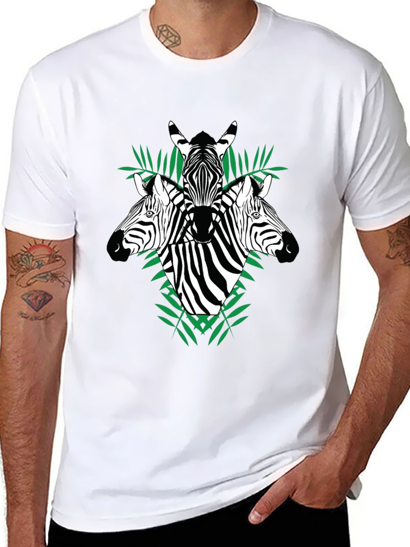 Zebra Graphic Tee - Black Cotton Crew Neck T-Shirt