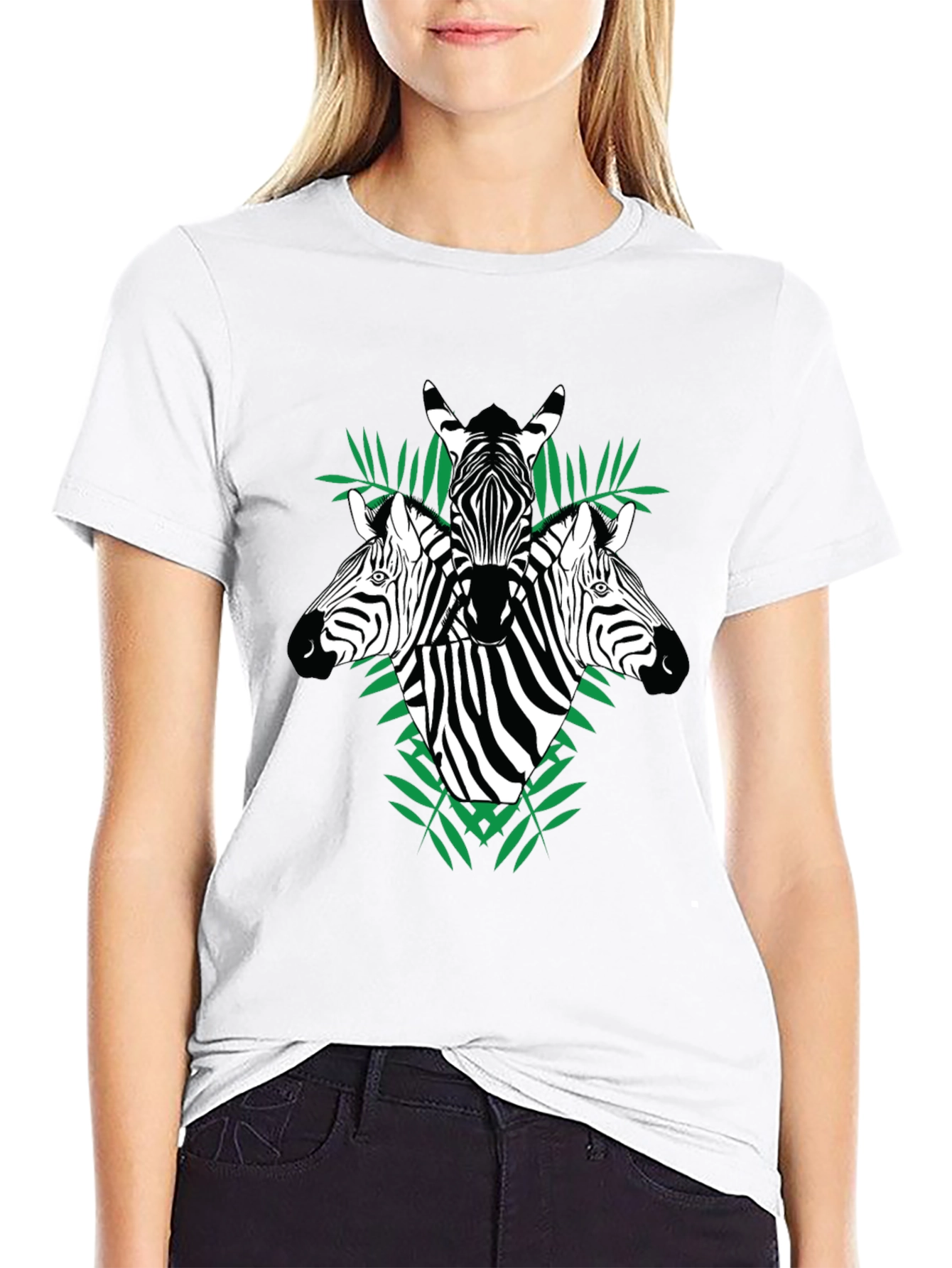 Zebra Graphic Tee - Black Cotton Crew Neck T-Shirt