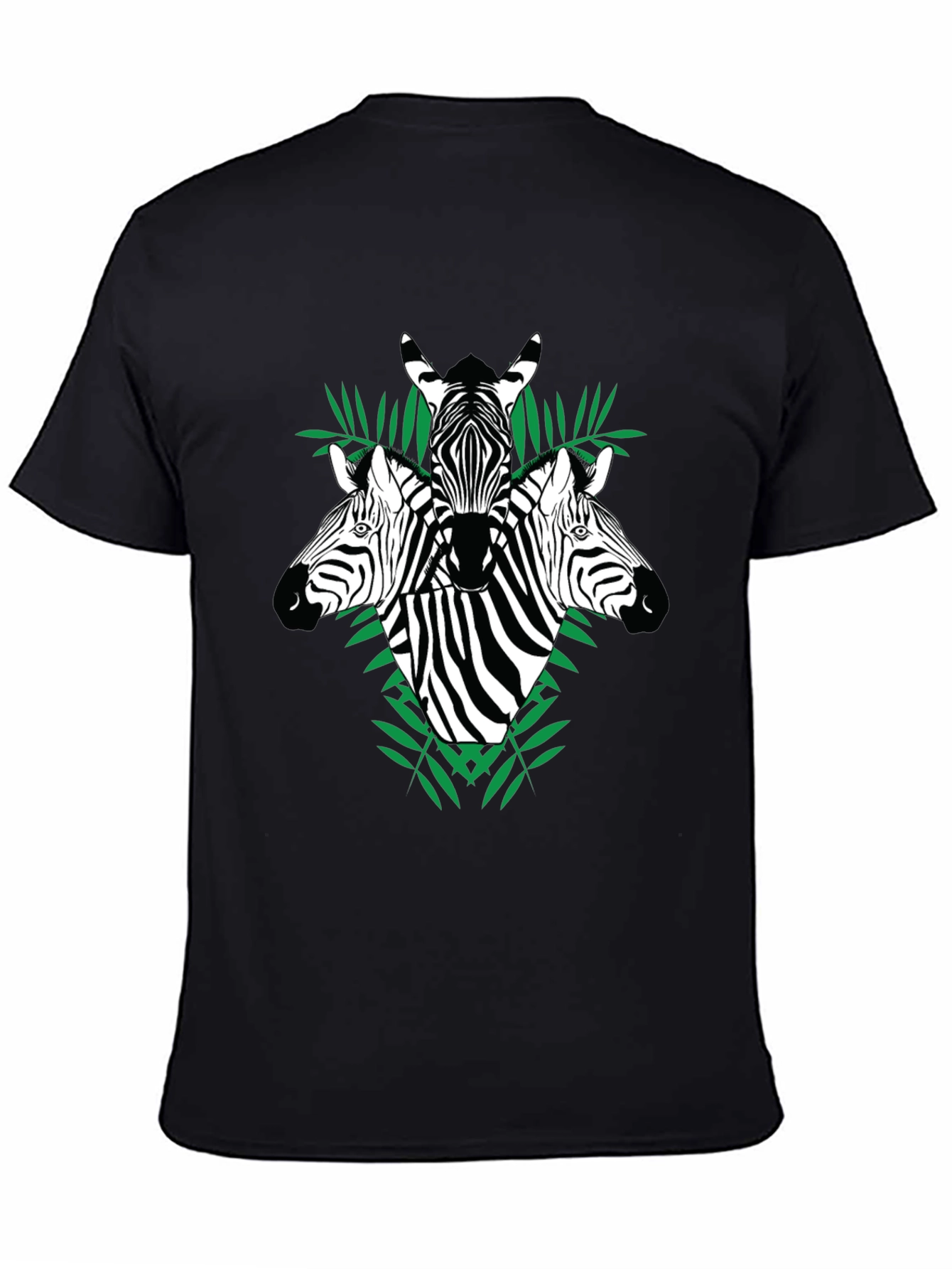 Zebra Graphic Tee - Black Cotton Crew Neck T-Shirt