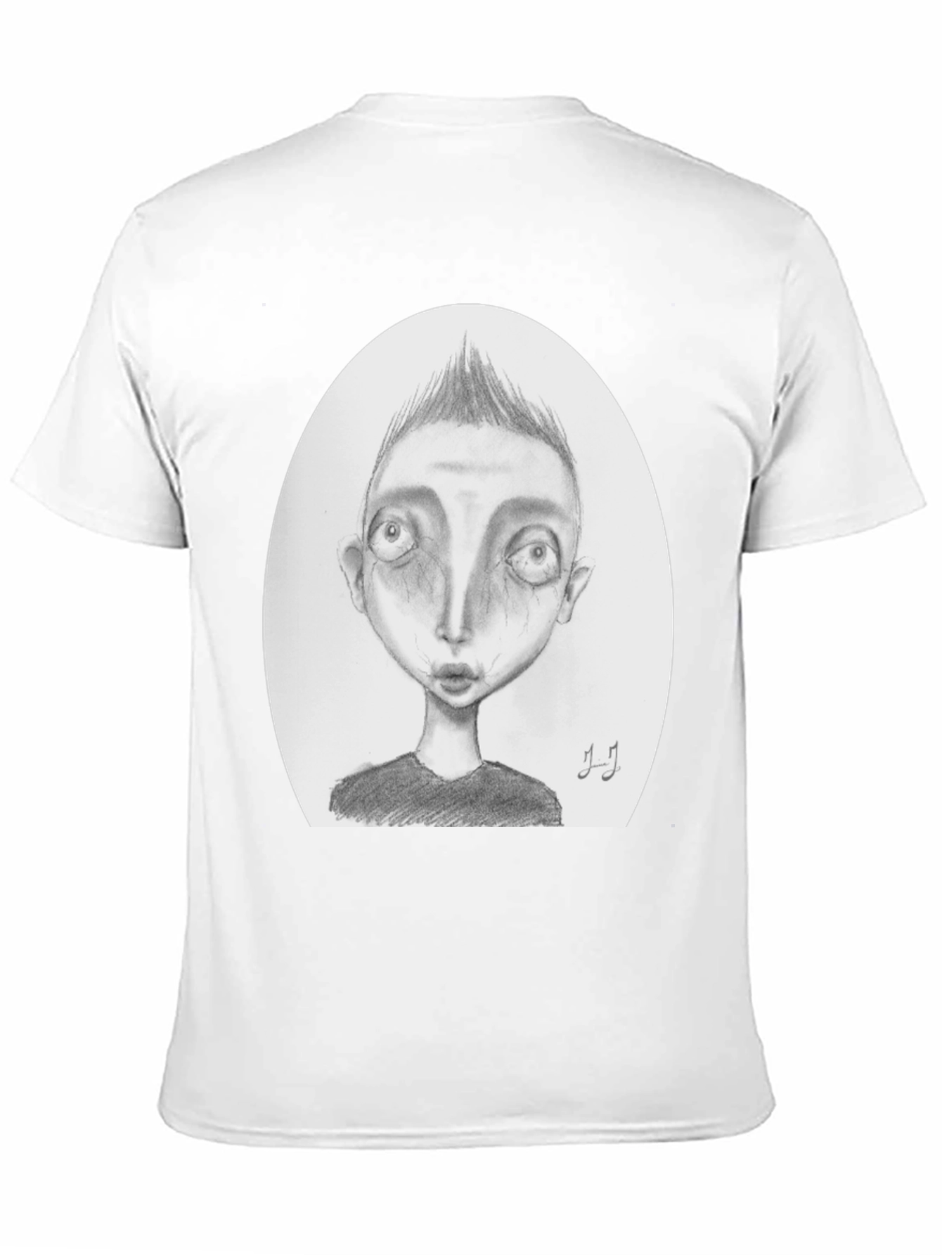 Unique Graphic Tee: Sketch Face Black T-Shirt