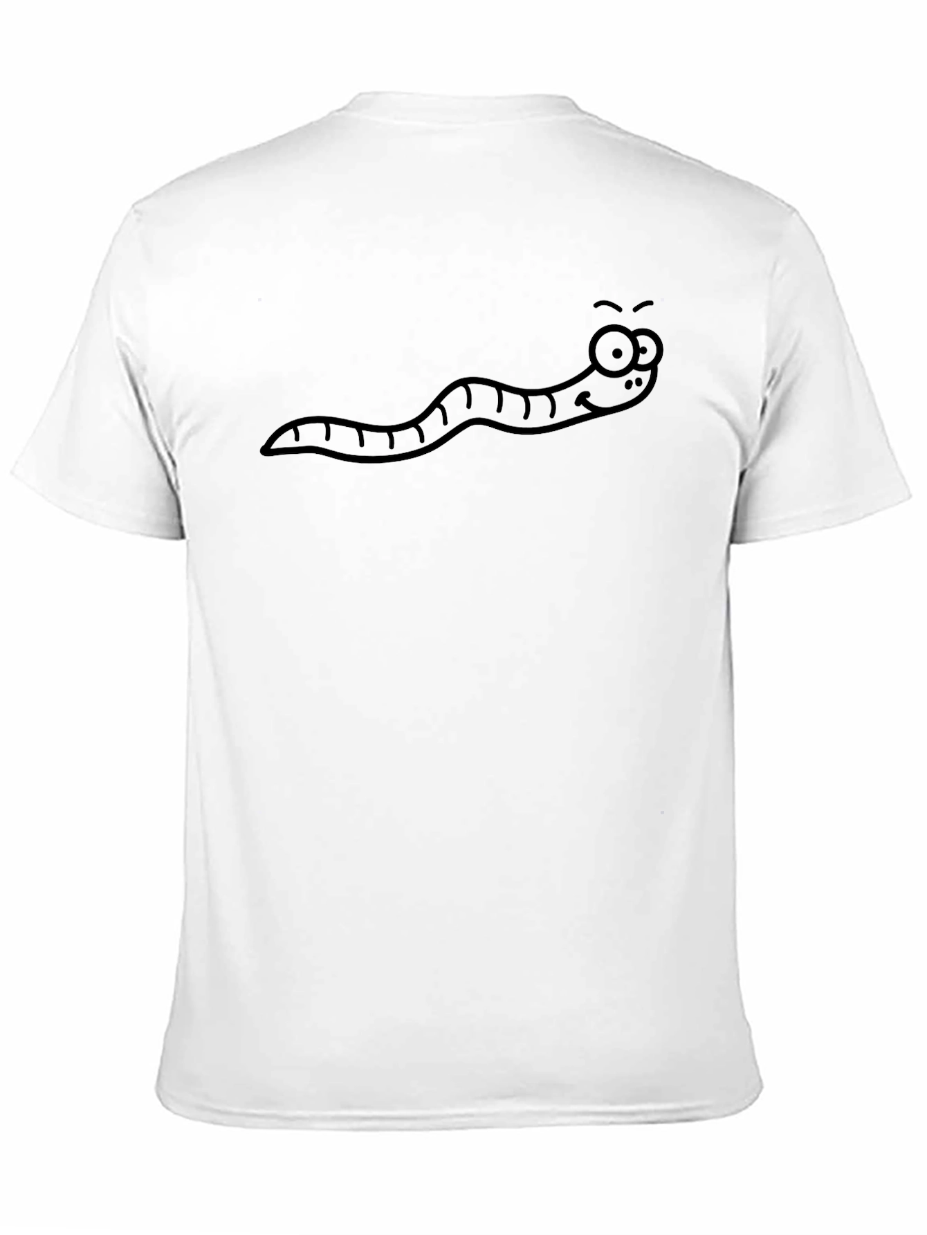 Cartoon Worm Graphic Tee - Casual Black T-Shirt