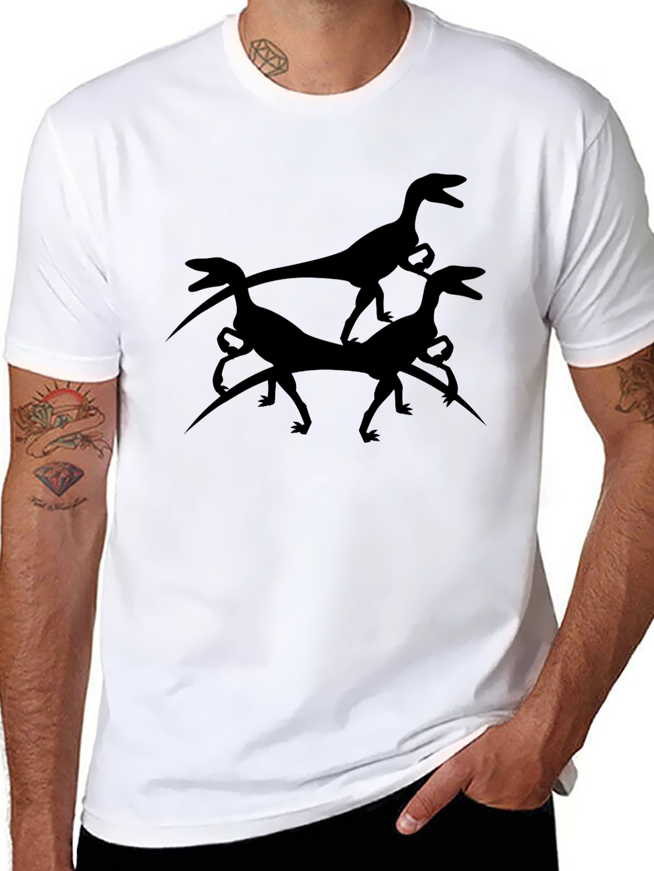 Dinosaur Silhouette Graphic Tee - Black T-Shirt