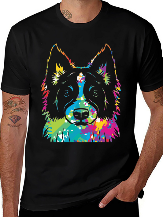 Colorful Dog Graphic T-Shirt