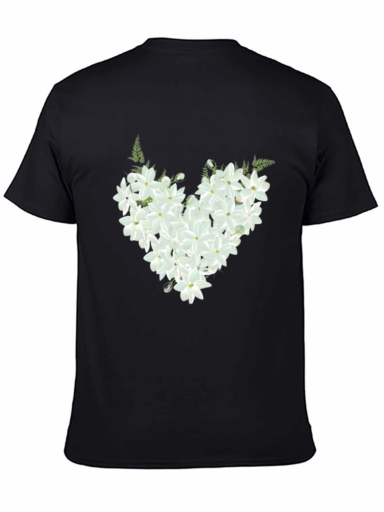 Floral Heart Graphic Black T-Shirt