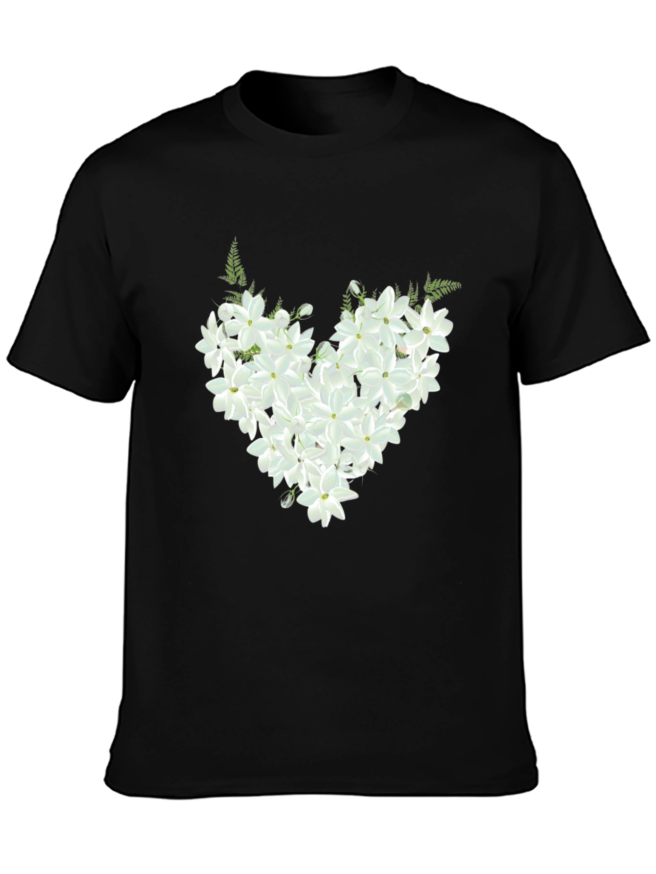 Floral Heart Graphic Black T-Shirt