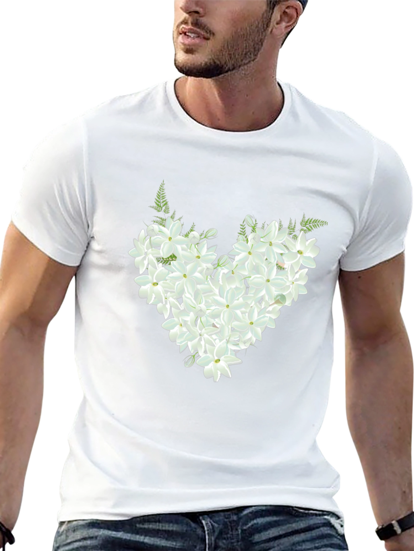 Floral Heart Graphic Black T-Shirt