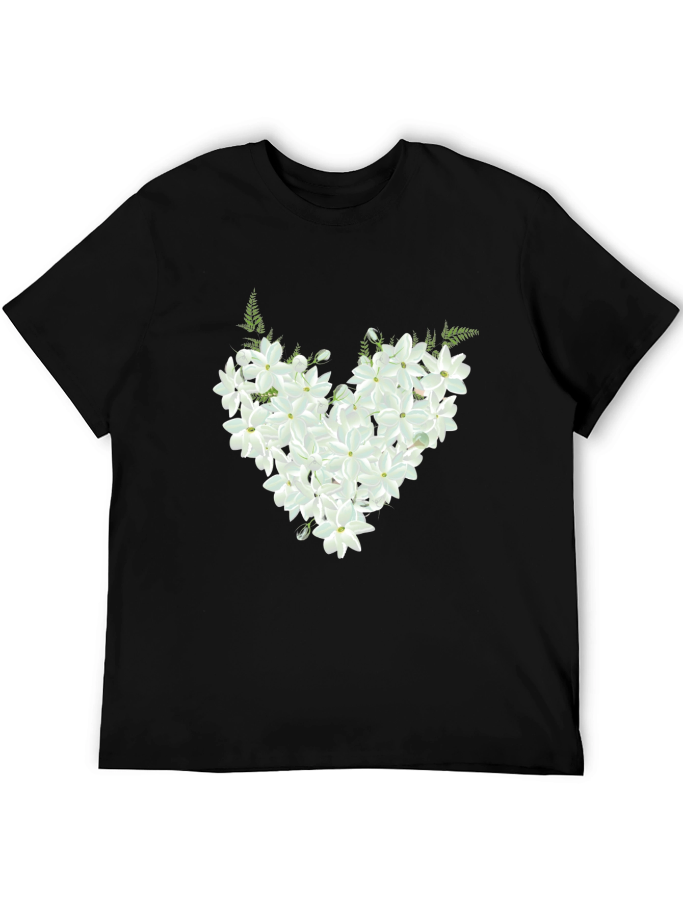 Floral Heart Graphic Black T-Shirt