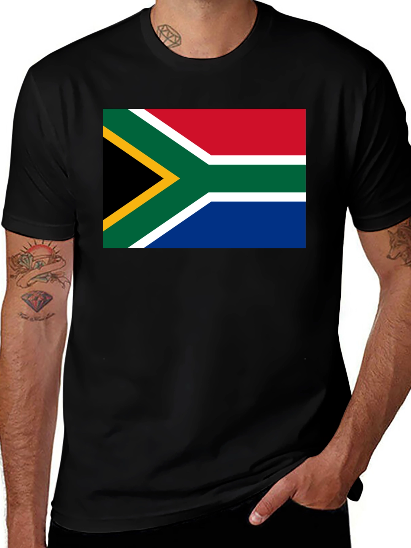 South Africa Flag Graphic T-Shirt - Black