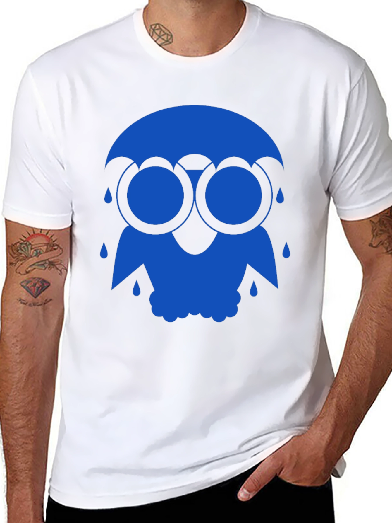 Blue Rain Owl Graphic T-Shirt - Unique Design