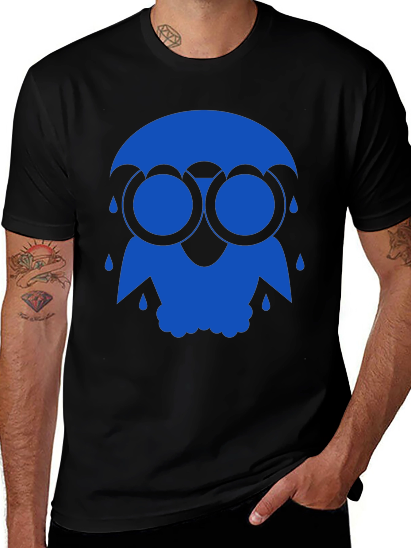 Blue Rain Owl Graphic T-Shirt - Unique Design