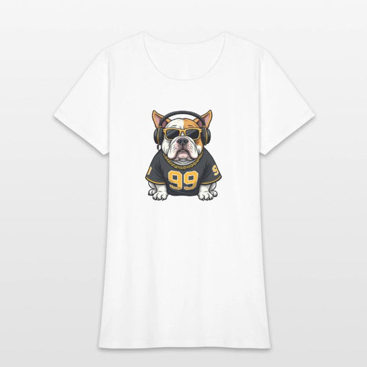 Vector graphic of a Hip-Hop Bulldog with headphone