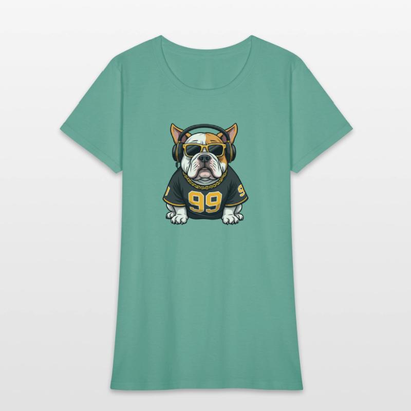 Vector graphic of a Hip-Hop Bulldog with headphone