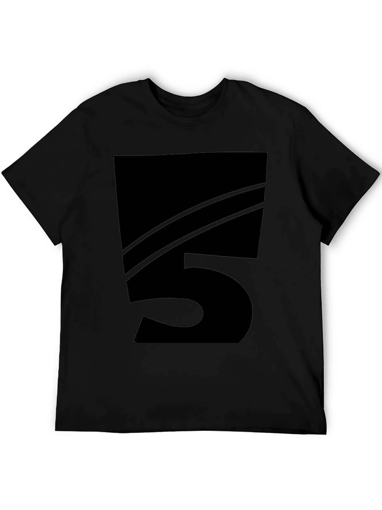 Mens Black Number 5 Graphic Tee