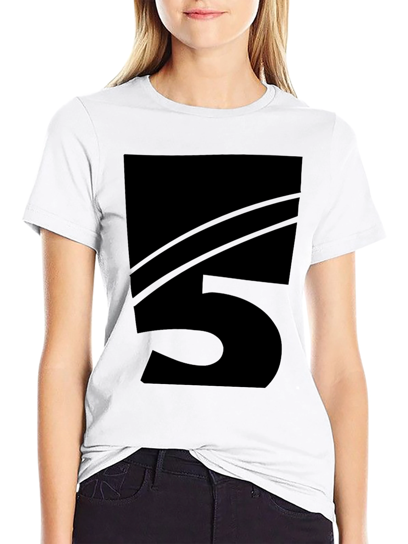 Mens Black Number 5 Graphic Tee