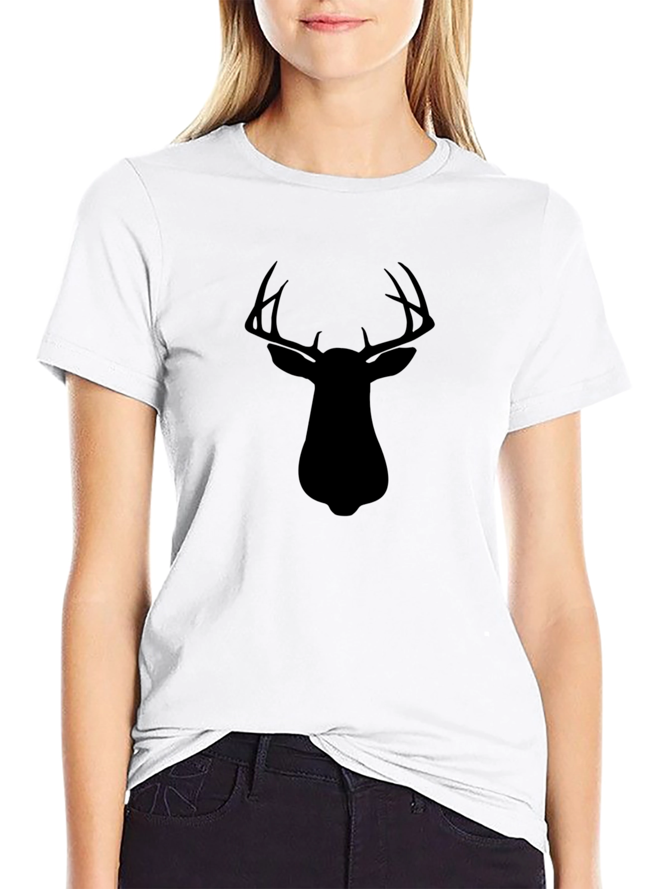 Mens Black Deer Silhouette Graphic T-Shirt