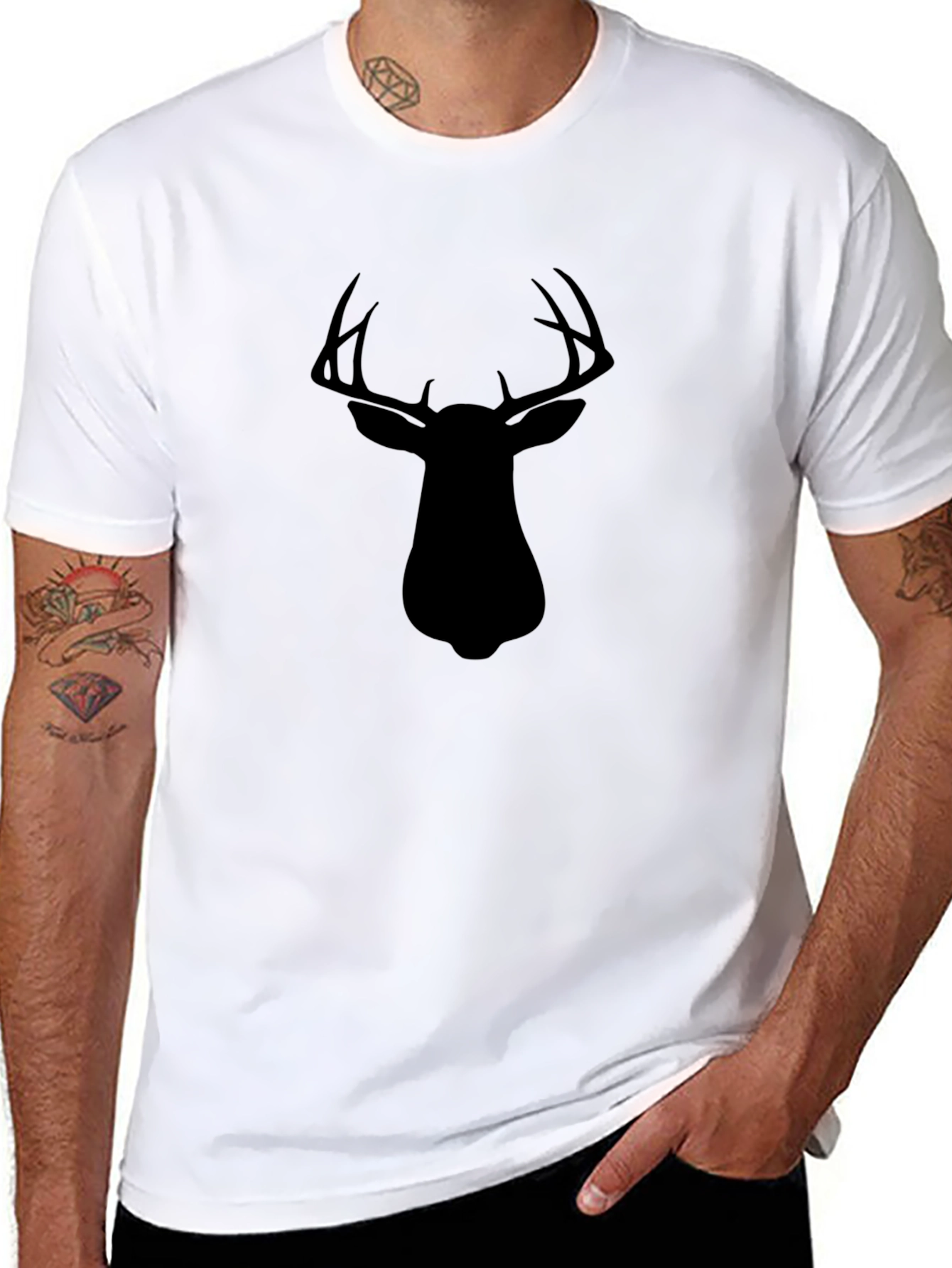Mens Black Deer Silhouette Graphic T-Shirt