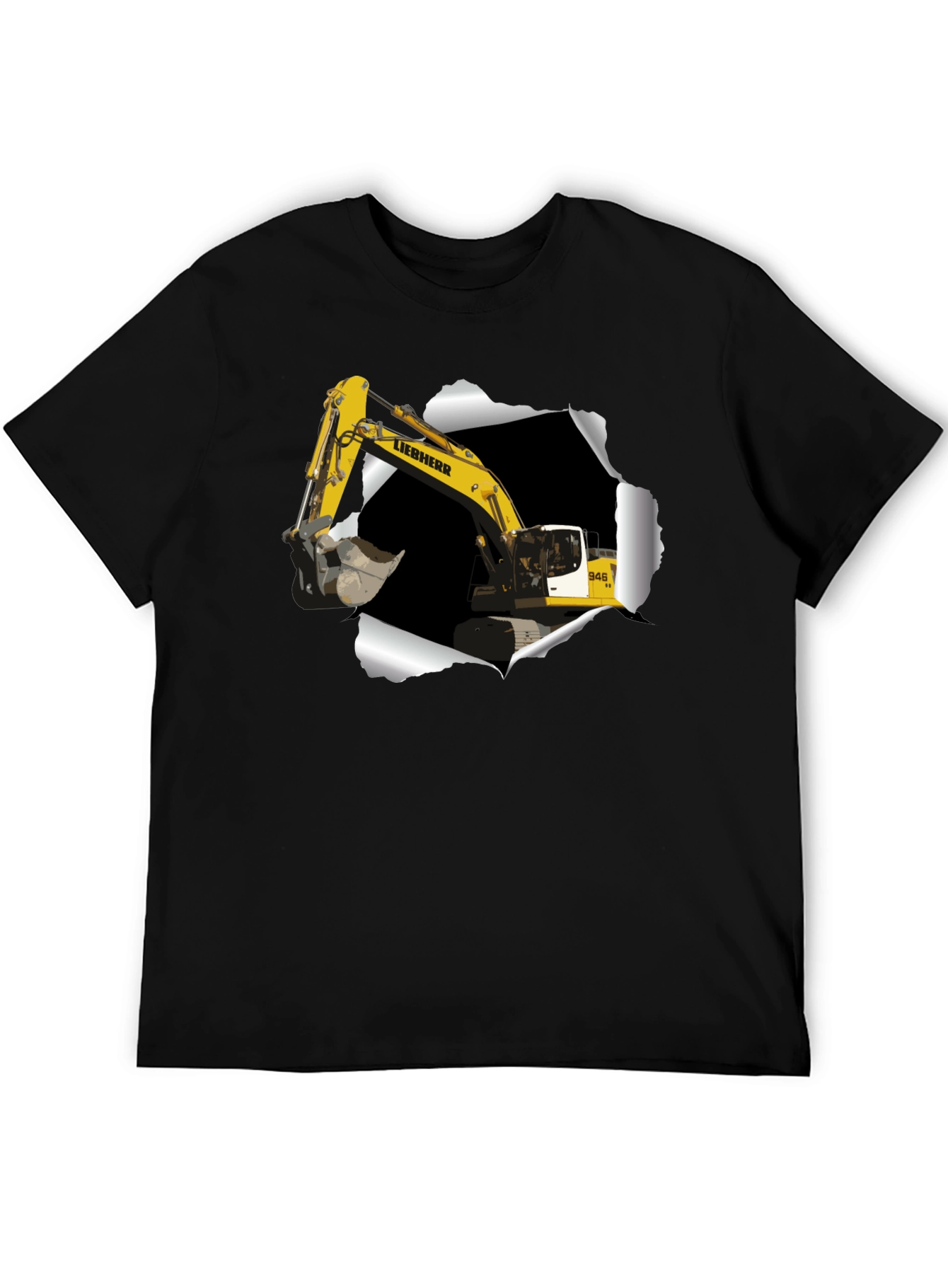 Excavator Ripped Tee - Construction Vehicle Graphic T-Shirt
