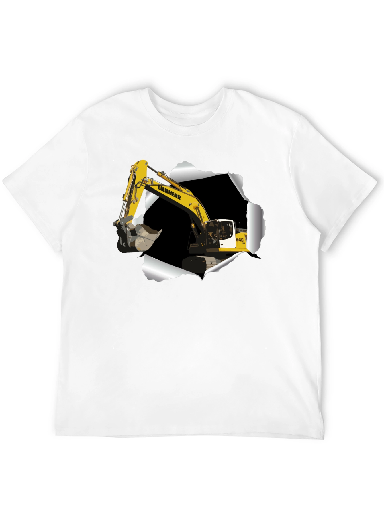 Excavator Ripped Tee - Construction Vehicle Graphic T-Shirt