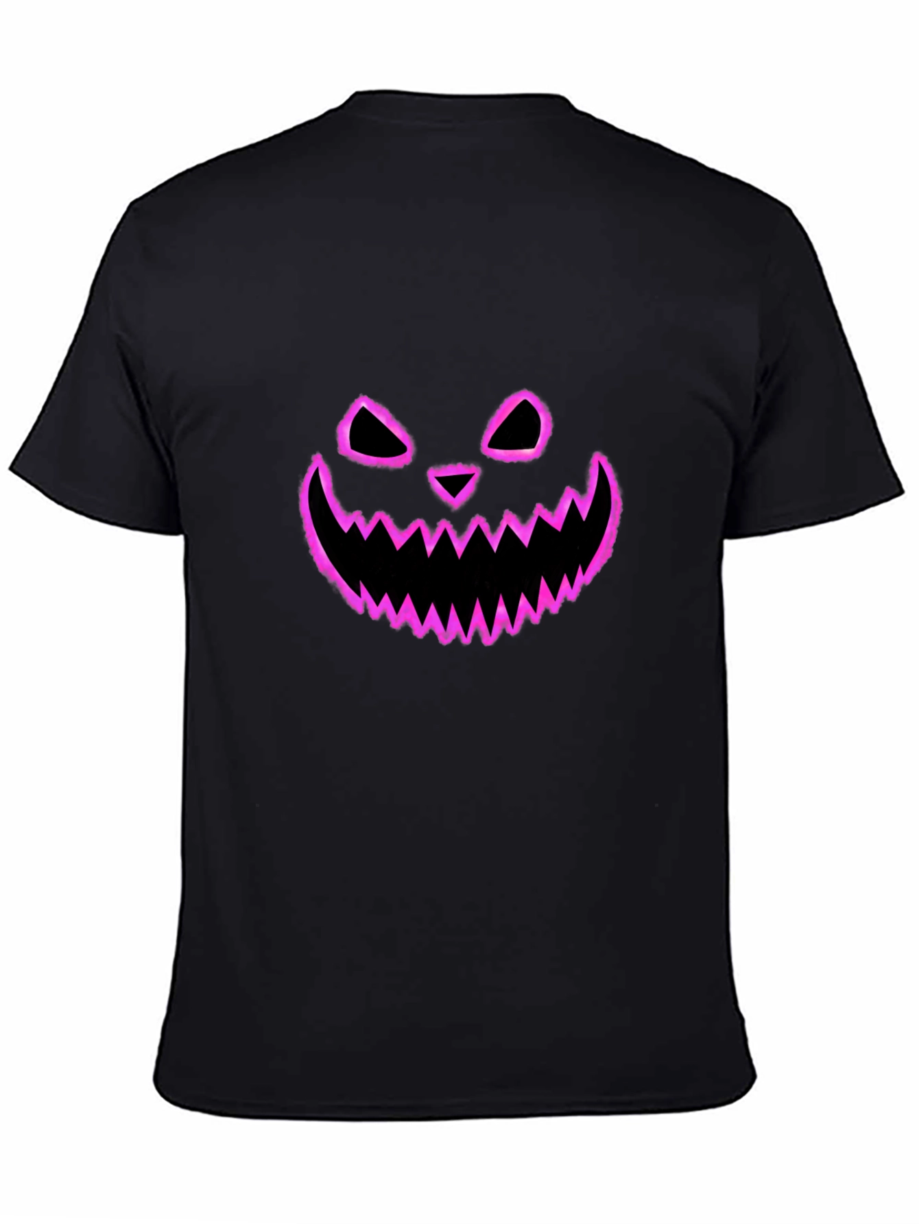 Halloween Pumpkin Face Graphic Tee - Black