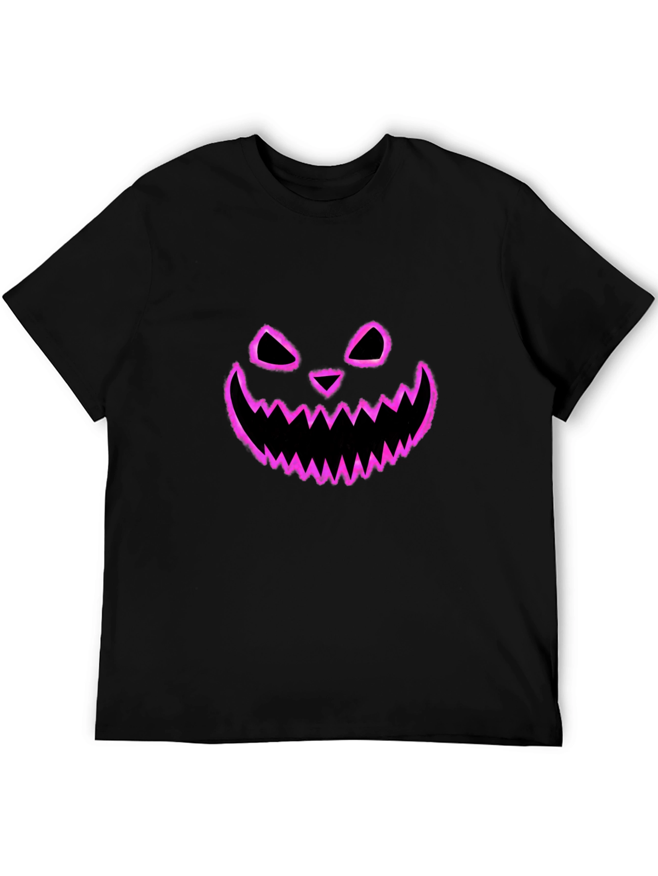 Halloween Pumpkin Face Graphic Tee - Black