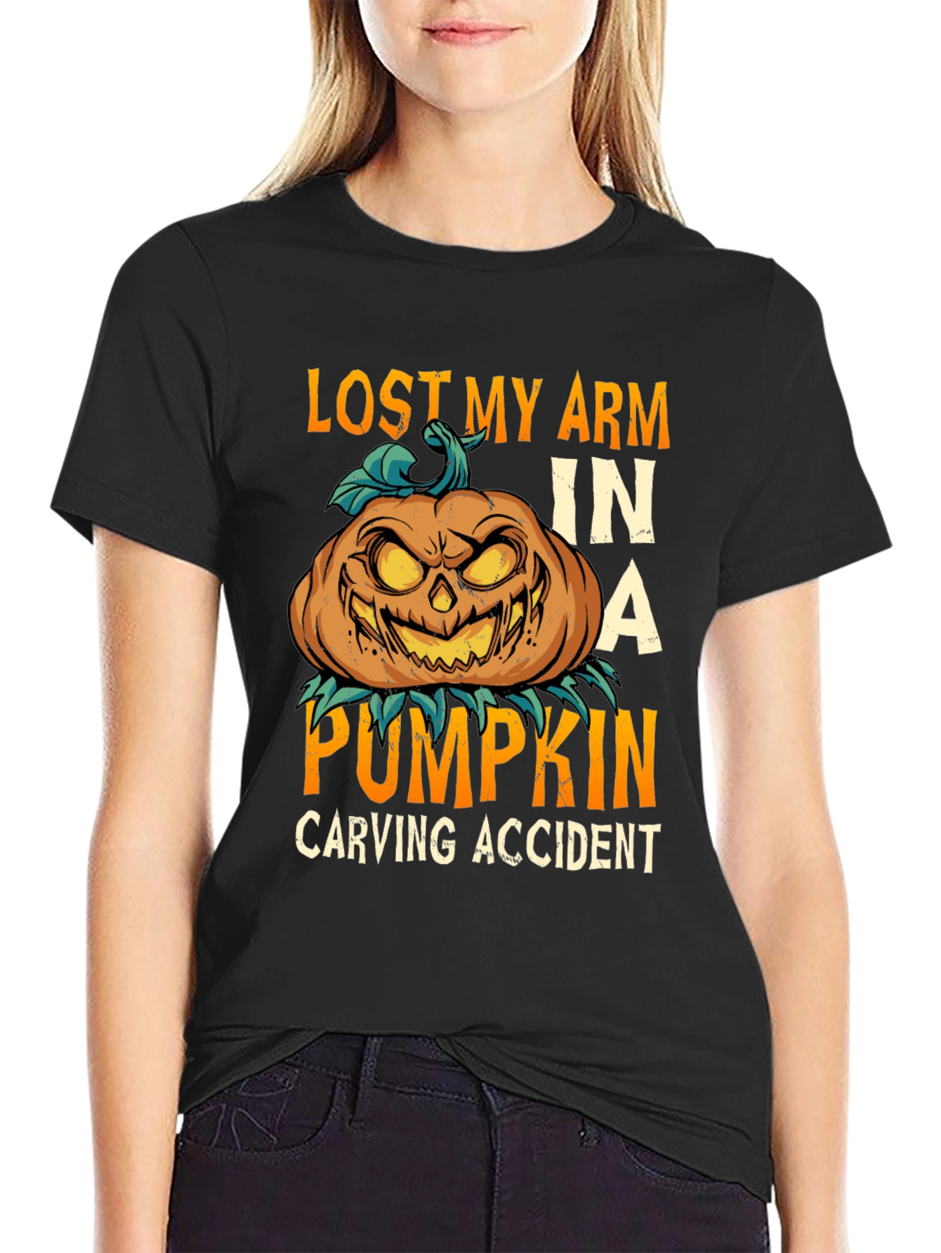 Lost Arm Pumpkin Carving Accident Tee