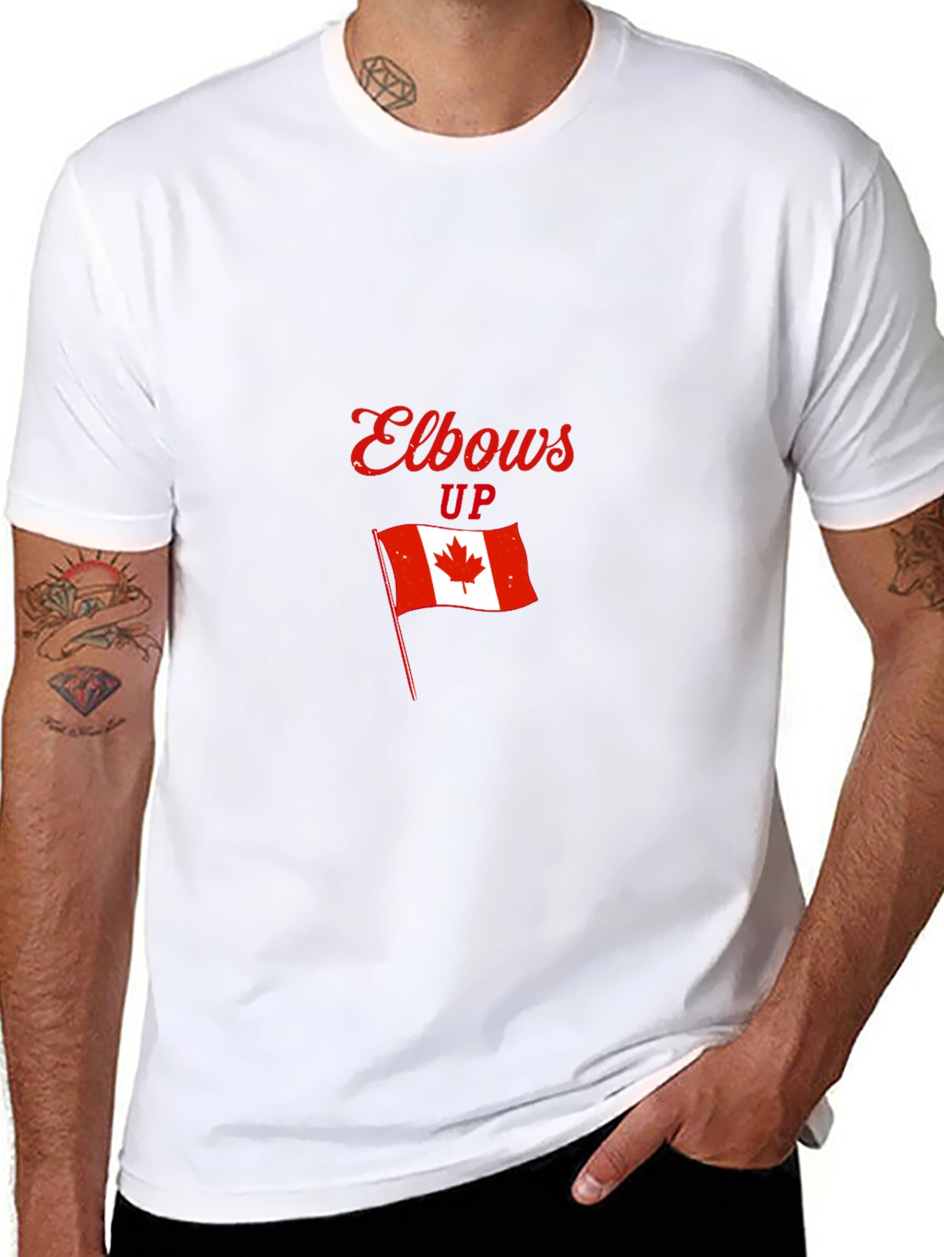 Elbows Up Canada Flag Graphic T-Shirt