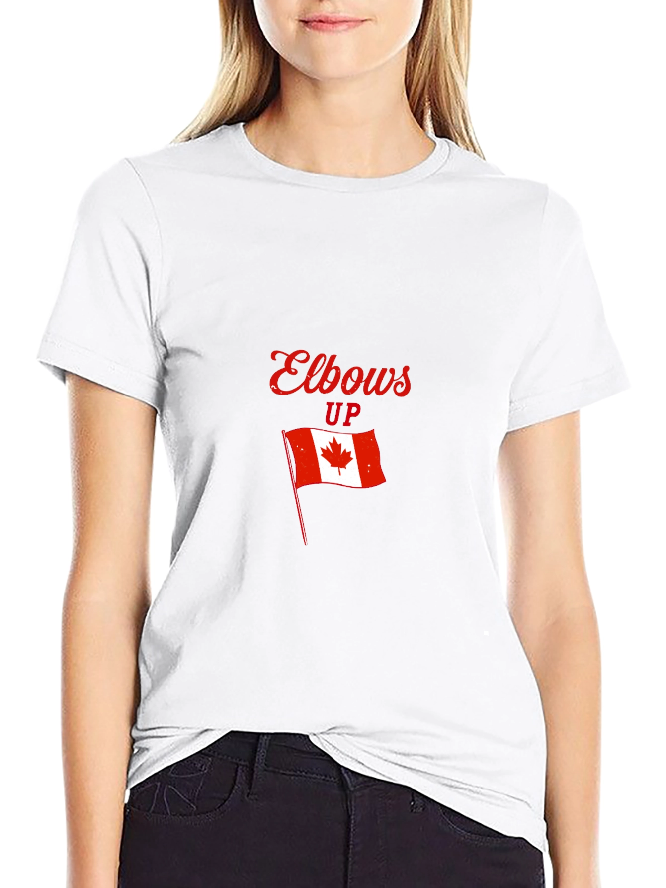 Elbows Up Canada Flag Graphic T-Shirt