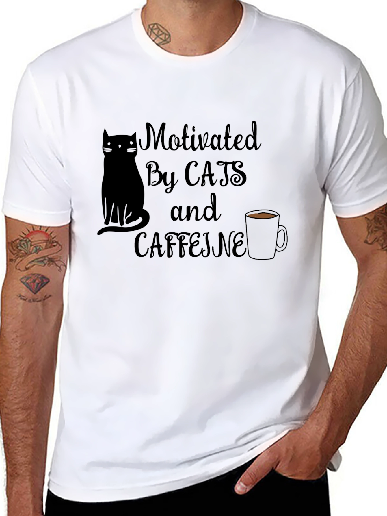 Motivated by Cats and Caffeine T-Shirt