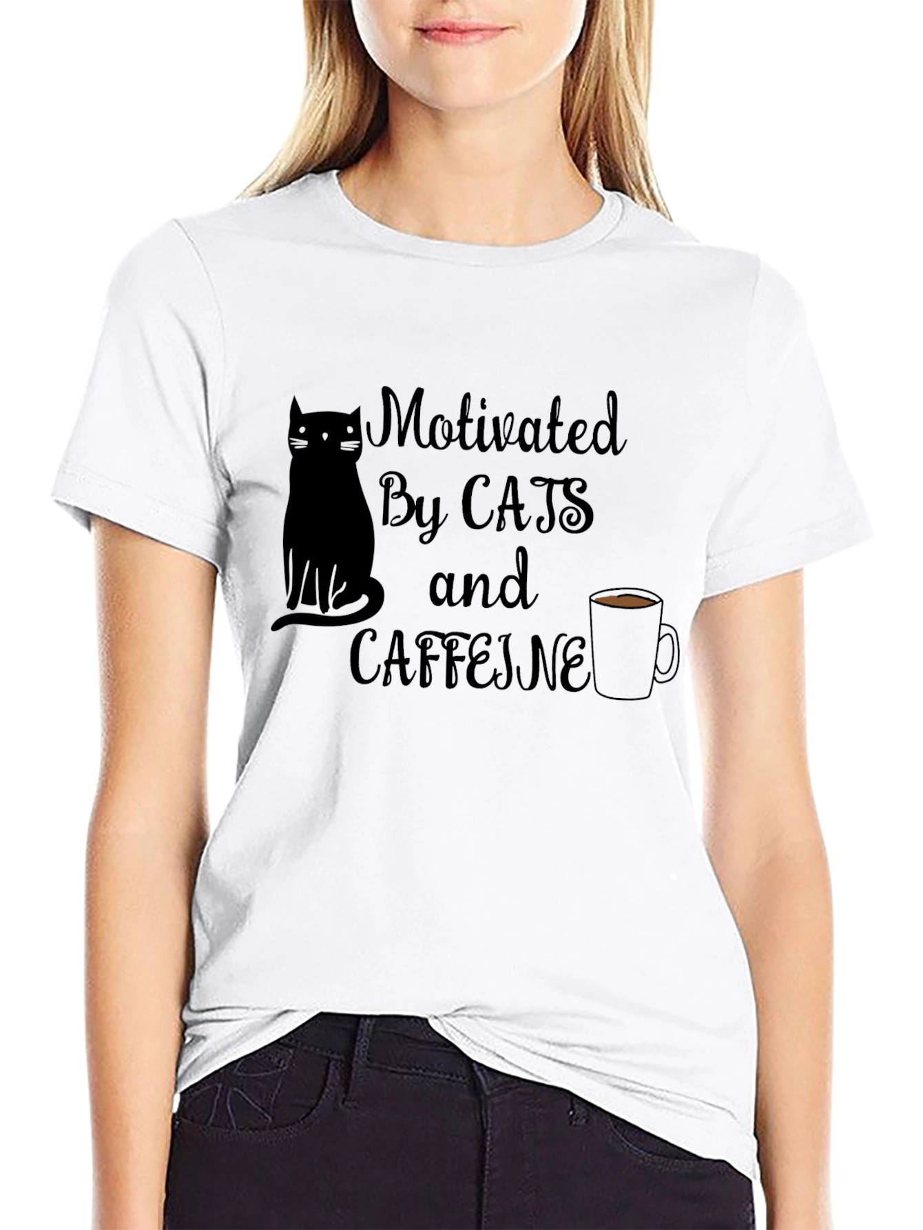 Motivated by Cats and Caffeine T-Shirt