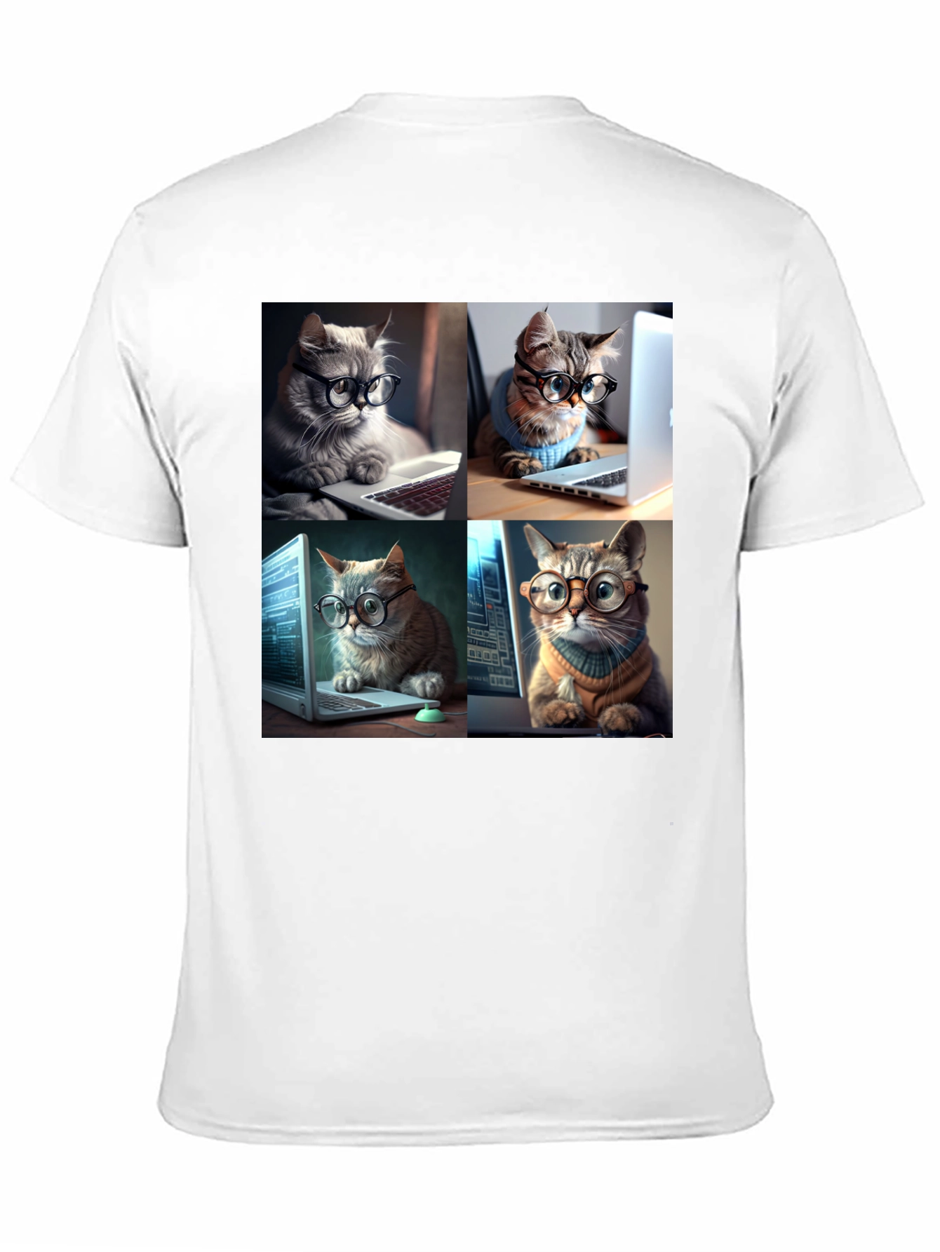 Cat Programmer T-Shirt - Black Cotton Blend