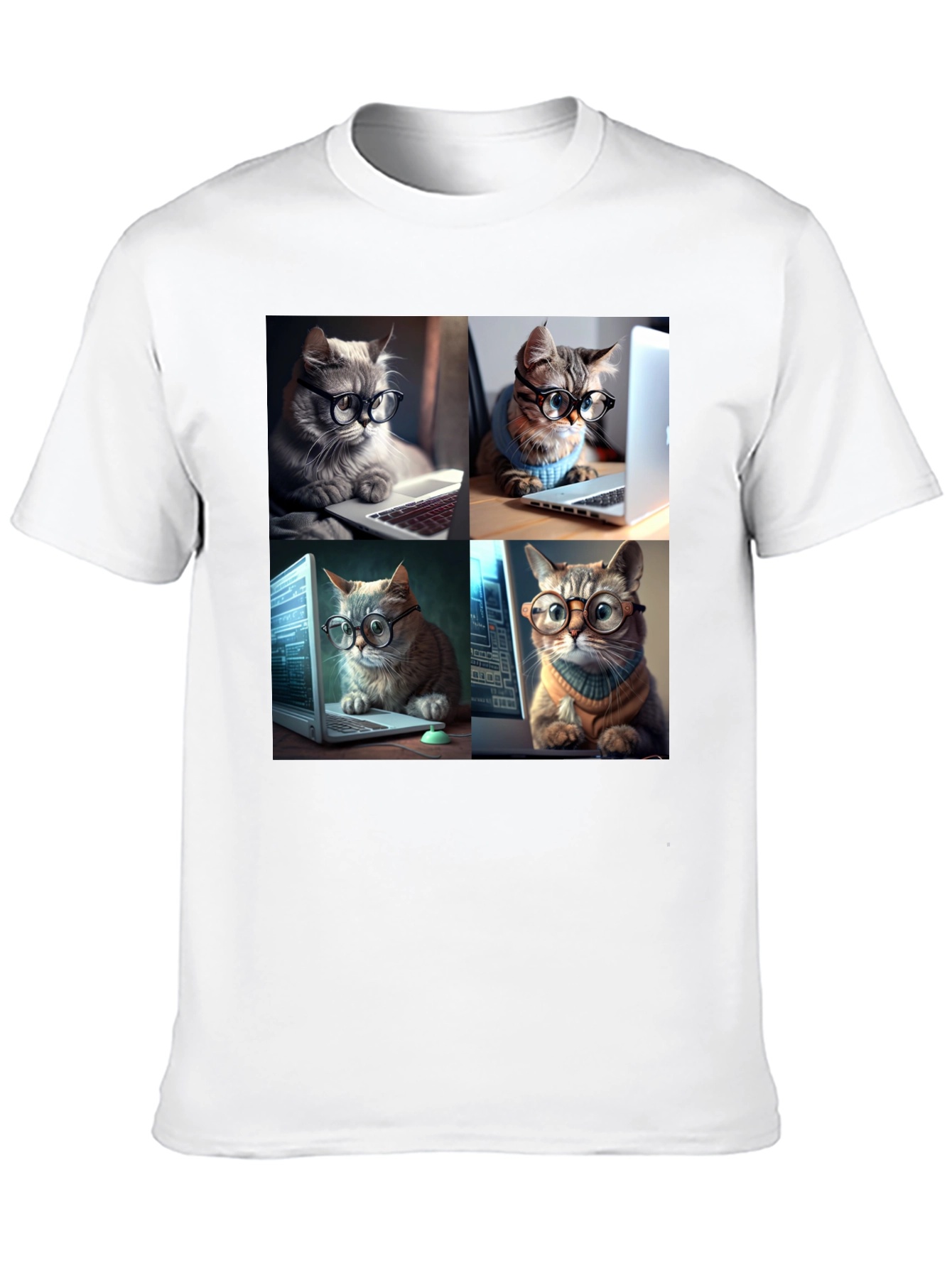 Cat Programmer T-Shirt - Black Cotton Blend