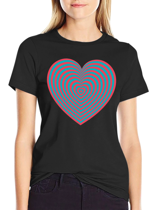 Optical Illusion Heart Graphic Tee - Soft Cotton Comfort