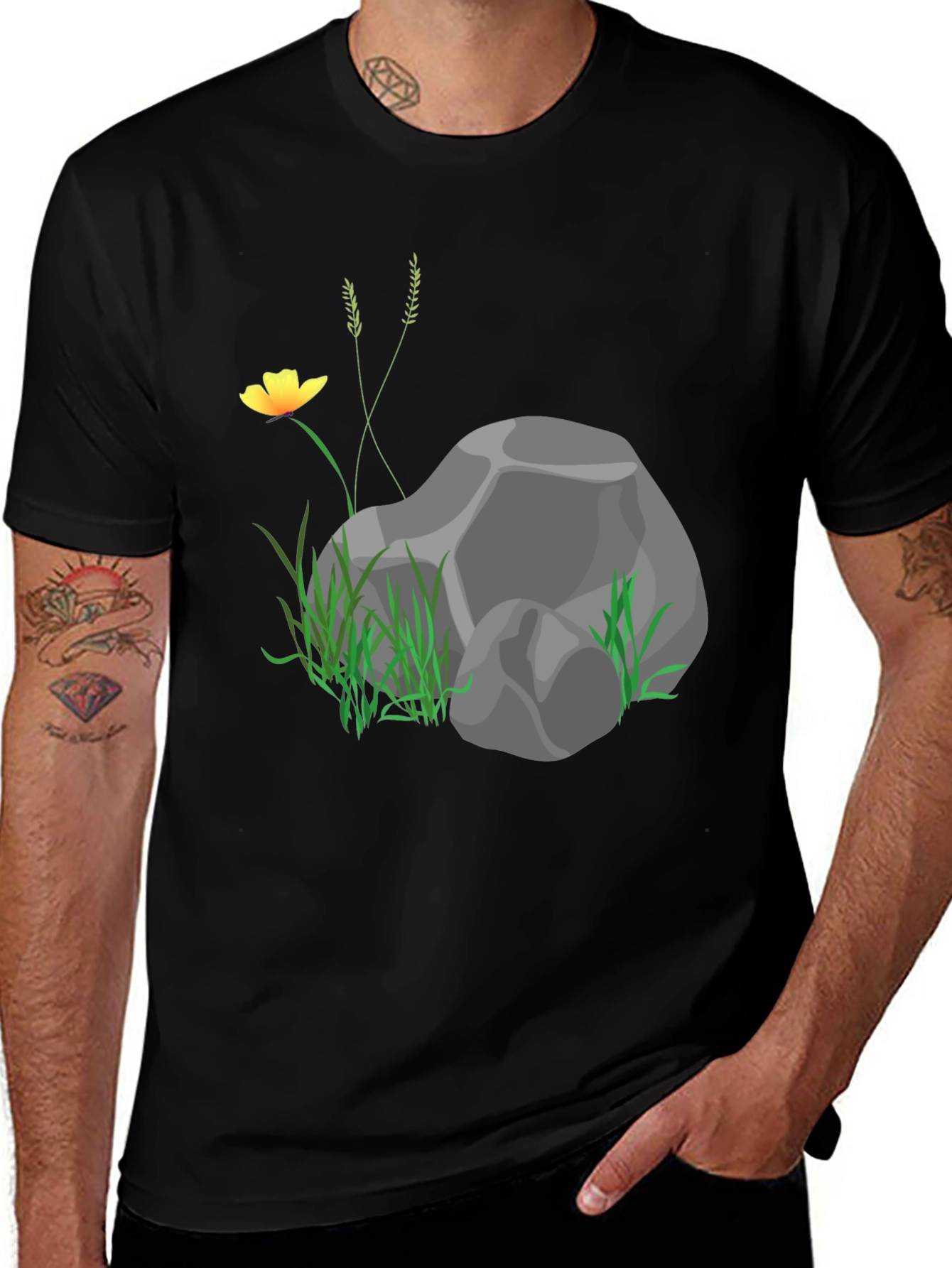 Nature Rock Graphic Black T-Shirt