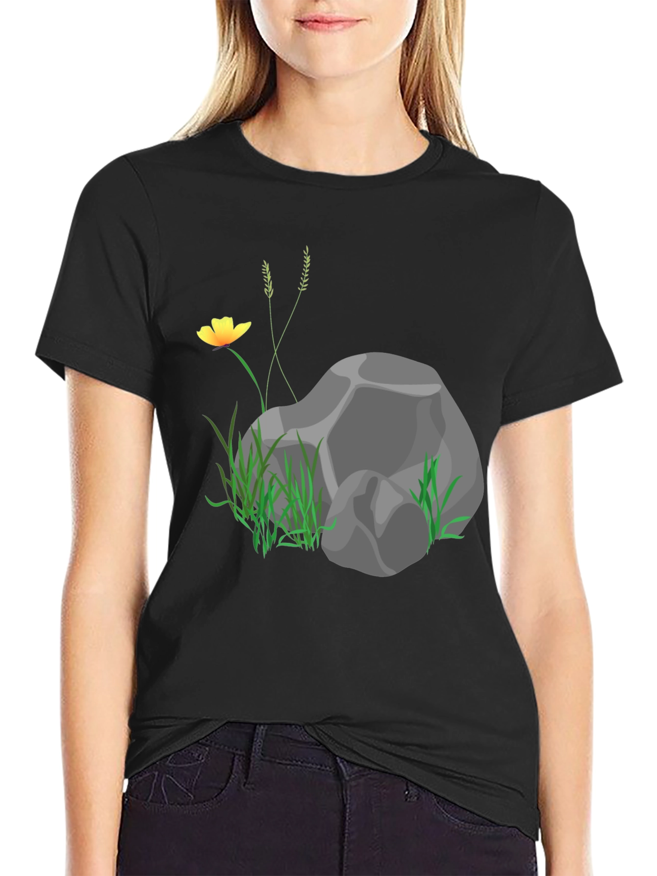 Nature Rock Graphic Black T-Shirt