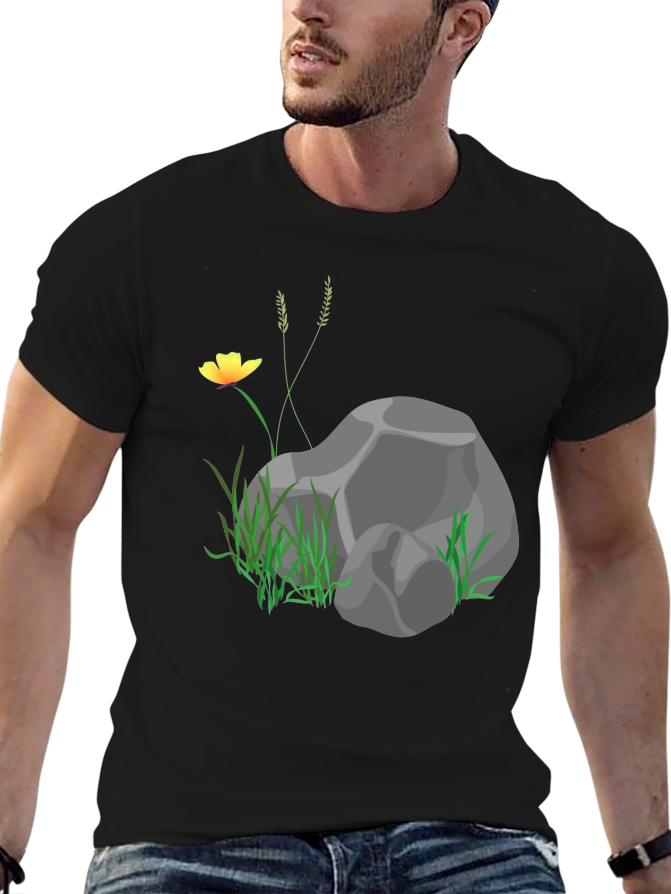 Nature Rock Graphic Black T-Shirt