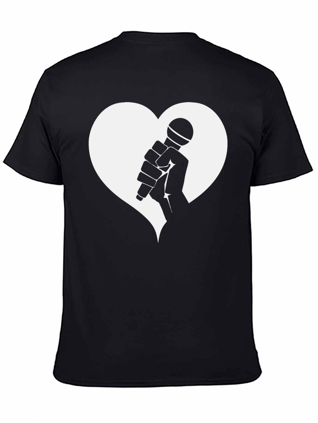 Heart Microphone Graphic Tee - Black Casual T-Shirt
