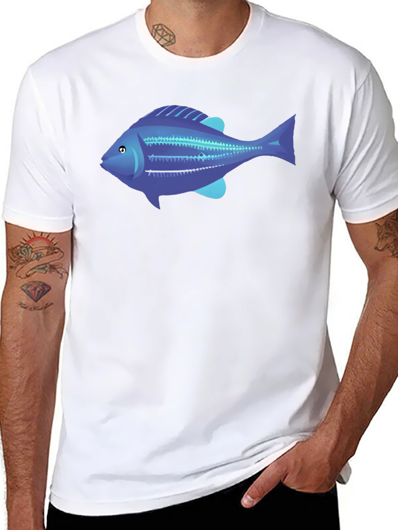 Blue Fish Graphic Tee - Mens Black T-Shirt